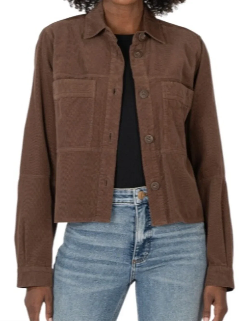 Kut From The Kloth Zinnia Corduroy Brown Button-Front Jacket